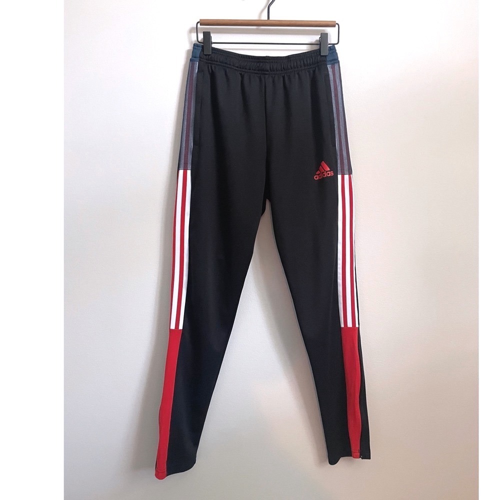 Adidas Zippered Track Pants, Black/Red/White/Navy Boy's Large